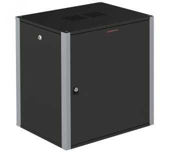 Шкаф телекоммуникационный настенный 19' 15U дверь металл IP20. 600x600x720mm(ШхГхВ) цвет черный(RAL 9004/RAL7000)