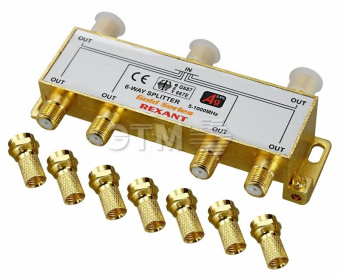 Делитель ТВ х 6 + 7шт. F  BOX 5-1000 МГц GOLD, REXANT