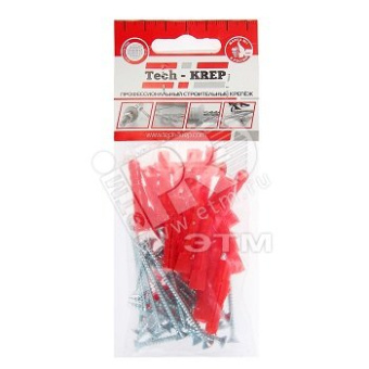 Шуруп универсальный 3.5х50 потайная головка оцинкованный + дюбель трехсегментный 6х35 (24шт)